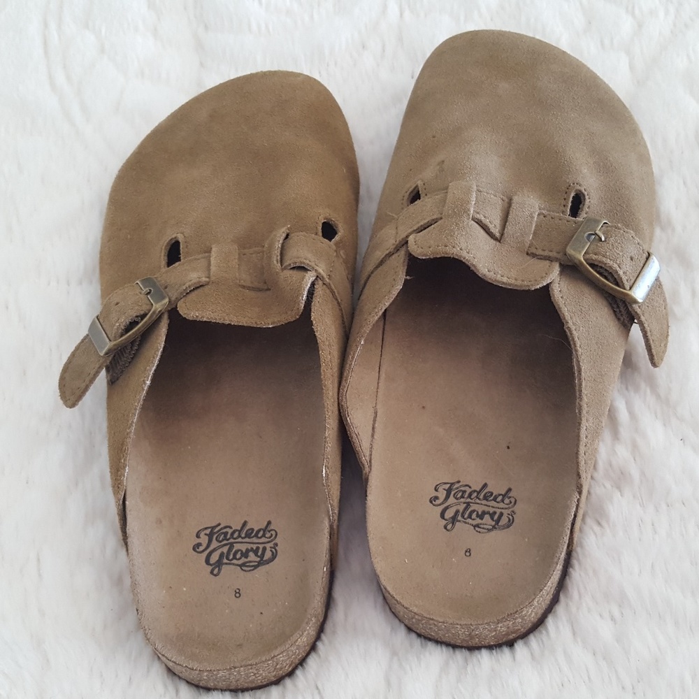 Faded Glory Clogs Size 8 Leather Uppers